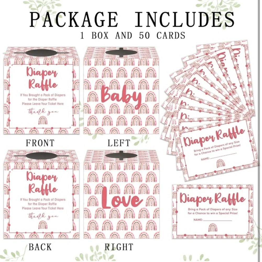 New-BohoTheme Diaper Raffle Game with Box Funny Diaper Raffle